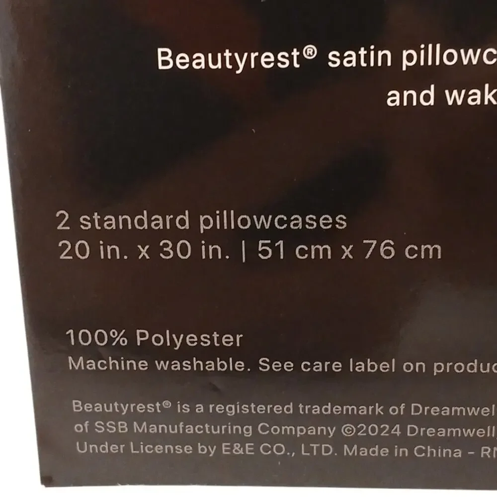 2 Pc Beautyrest STANDARD Satin Pillowcases Pastel MAUVE Silky Therapy Hair Skin